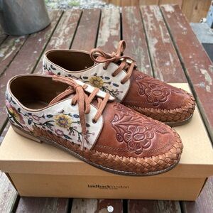 Embroidered Leather Oxfords